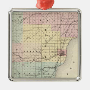 Ornement Métallique Carte de pièce du sud du comté d'Oconto