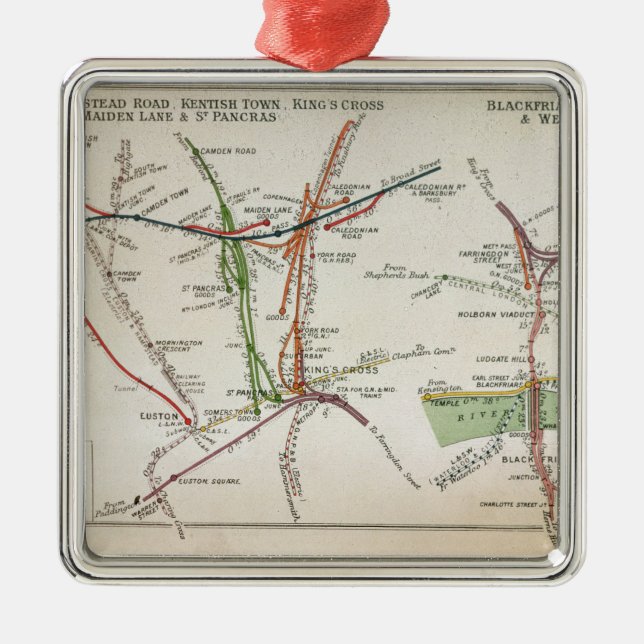 Ornement Métallique Carte de transport de Londres, c.1915 (Devant)