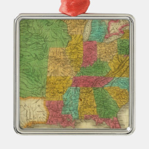 Ornement Métallique Carte des Etats-Unis