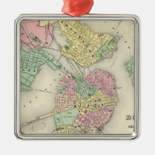 Ornement Métallique Carte Des Villes De Boston Et Des Villes Adjacente