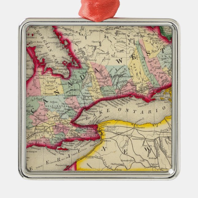 Ornement Métallique Carte du Canada occidentale dans les comtés (Devant)