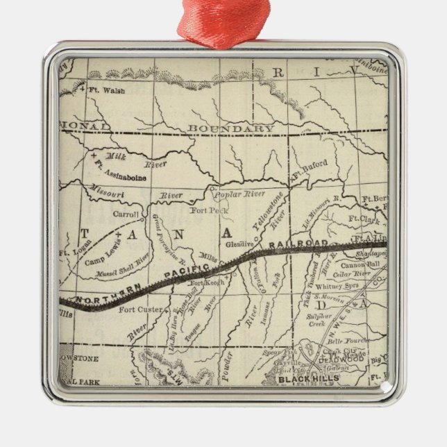 Ornement Métallique Carte du chemin de fer Pacifique du nord (Devant)
