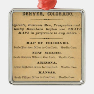 Ornement Métallique Carte du Colorado de Thayer