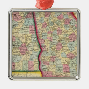 Ornement Métallique Carte du comté de la Géorgie, et de l'Alabama