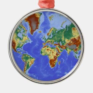 Ornement Métallique Carte mondiale géographique internationale