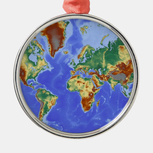 Ornement Métallique Carte mondiale géographique internationale (Devant)