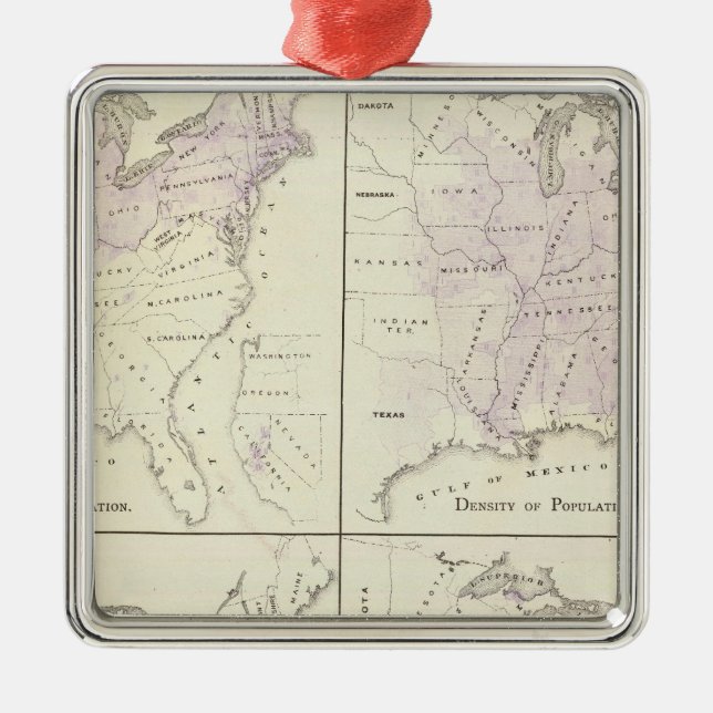 Ornement Métallique Cartes du recensement de 1870 aux États-Unis (Devant)