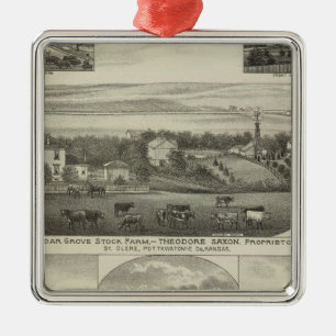 Ornement Métallique Cedar Grove Stock Farm et Roberts Ranch, Kansas