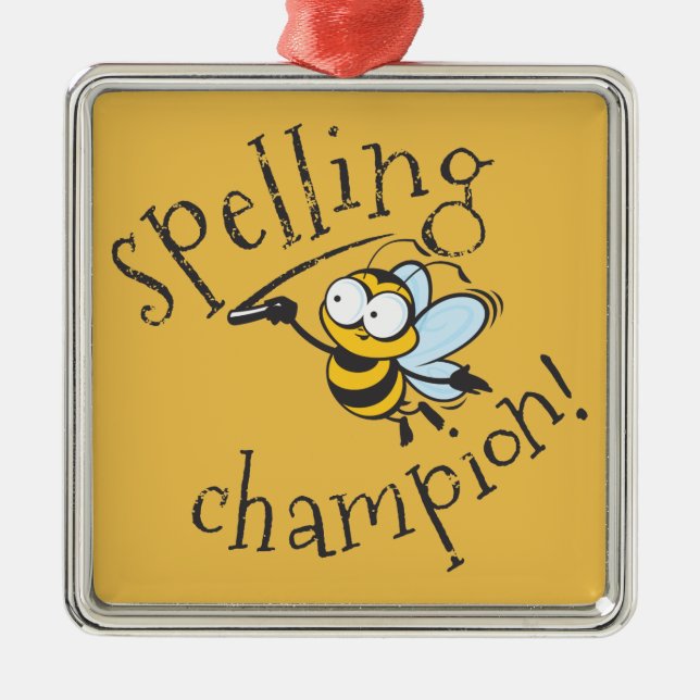 Ornement Métallique Champion de concours d'orthographe (Devant)