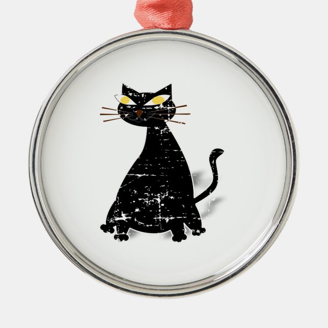 Ornement Métallique Chat gras noir désossé (Devant)