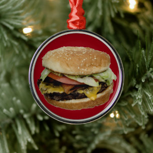 Ornement Métallique Cheeseburger et frites