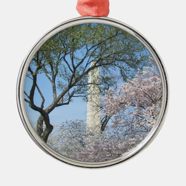 Ornement Métallique Cherry Blossoms et le monument de Washington à DC (Devant)