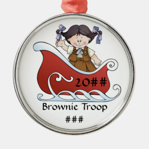 Ornement Métallique Cheveux noirs de traîneau de scout de "brownie"