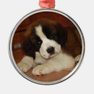 Ornement Métallique Chiot adorable et doux de St Bernard