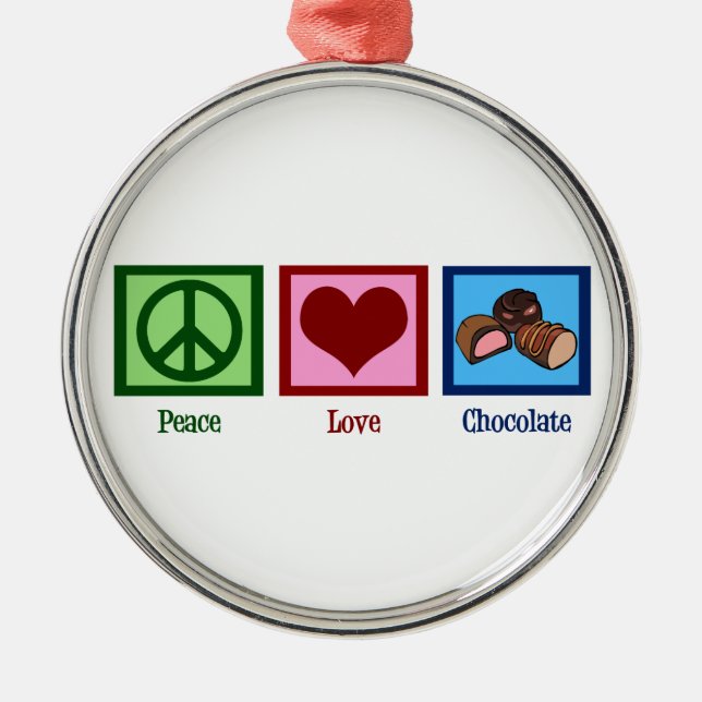 Ornement Métallique Chocolat d'amour de paix (Devant)