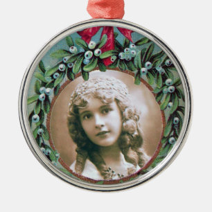 ORNEMENT MÉTALLIQUE CHRISTMAS COURONNE AVEC MISTLETOS MODÈLE PHOTO