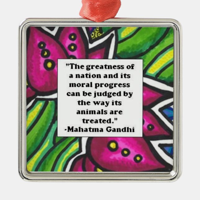 Ornement Métallique Citation animale de Gandhi (Devant)
