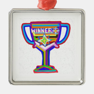 Ornement Métallique Coeur de gagnant : Trophée vintage 3