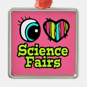 Ornement Métallique Coeur des yeux brillants I Love Science Fairs