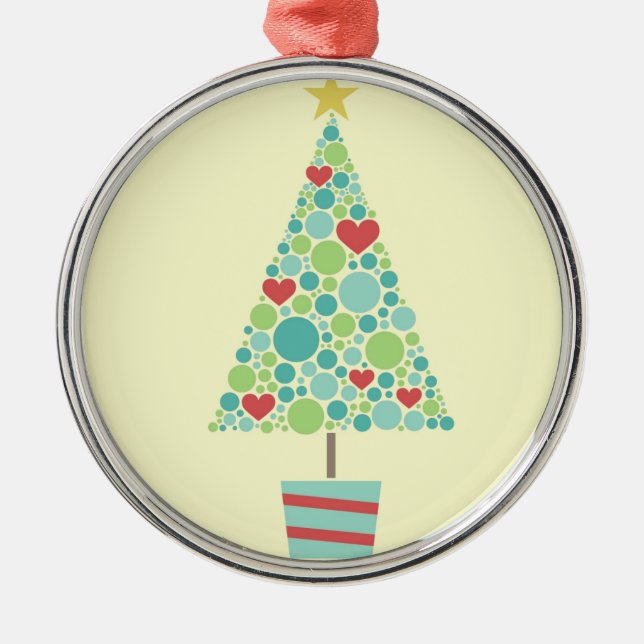 Ornement Métallique Coeurs mignons pastel moderne sapin de Noël (Devant)