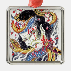 Ornement Métallique Conception de tatouage Grotesque et serpent