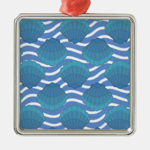 Ornement Métallique Coquillage vintage Et Motif Vagues