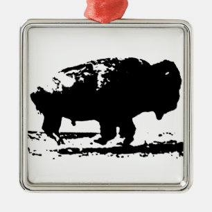 Ornement Métallique Courir Buffalo Bison Pop Art
