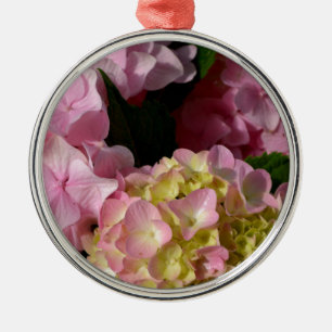 Ornement Métallique Crème rose Hydrangeas jaune rose vert floral
