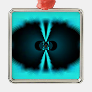 Ornement Métallique Cyan et Black Abstrait Art Print