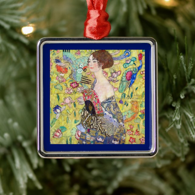 Ornement Métallique Dame avec ventilateur par Gustav Klimt, Japonisme  (Arbre)