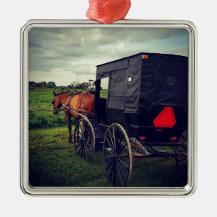 Ornement Métallique Dernière nuit dans une communauté Amish, Cheval Am