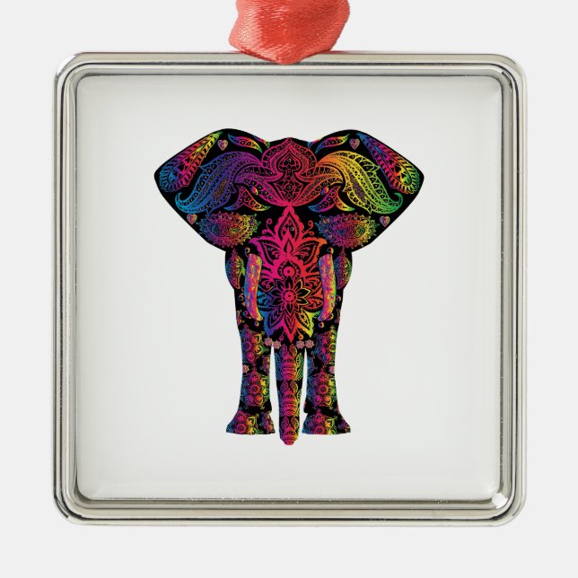 Ornement Métallique Dessin d'éléphant coloré (Devant)