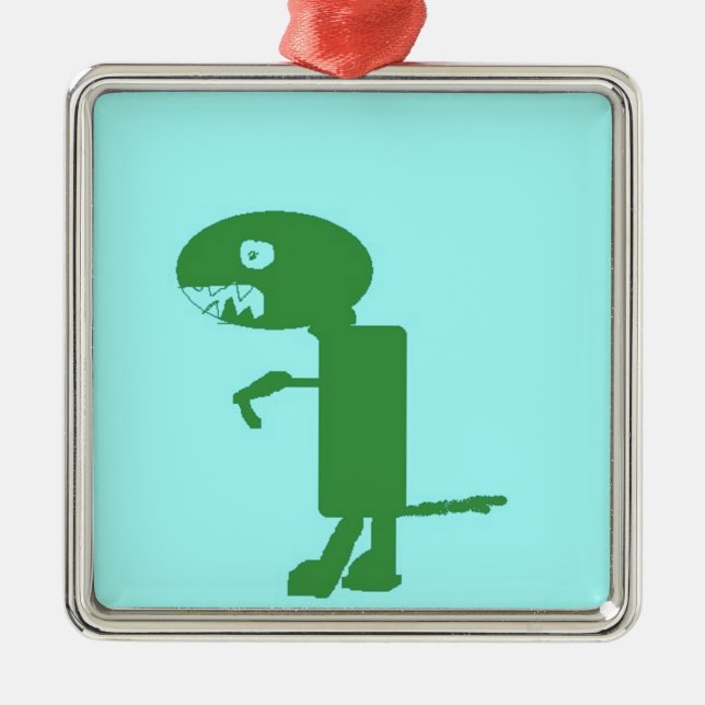 Ornement Métallique Dinosaur Dino, Vert Bleu Digital Kids Art (Devant)