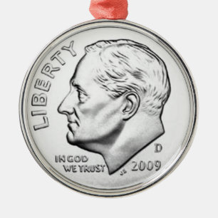 Ornement Métallique Dixième de dollar des Etats-Unis Roosevelt