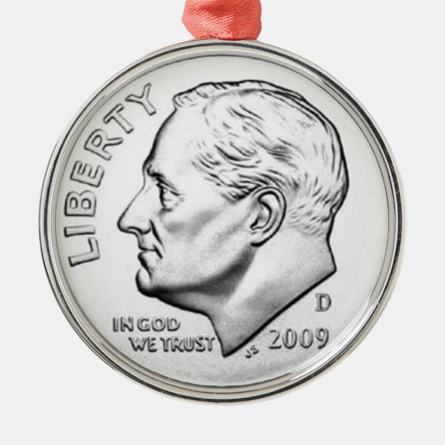 Ornement Métallique Dixième de dollar des Etats-Unis Roosevelt (Devant)