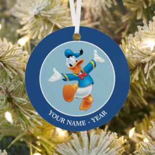 Ornement Métallique Donald Duck Saut Ajoutez votre nom