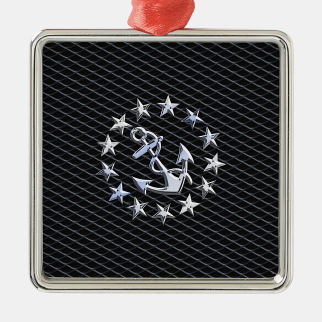 Ornement Métallique Drapeau Naval Yacht Ancre et étoiles (Devant)
