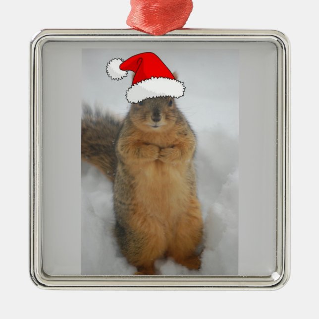 Ornement Métallique Écureuil de Noël (Devant)