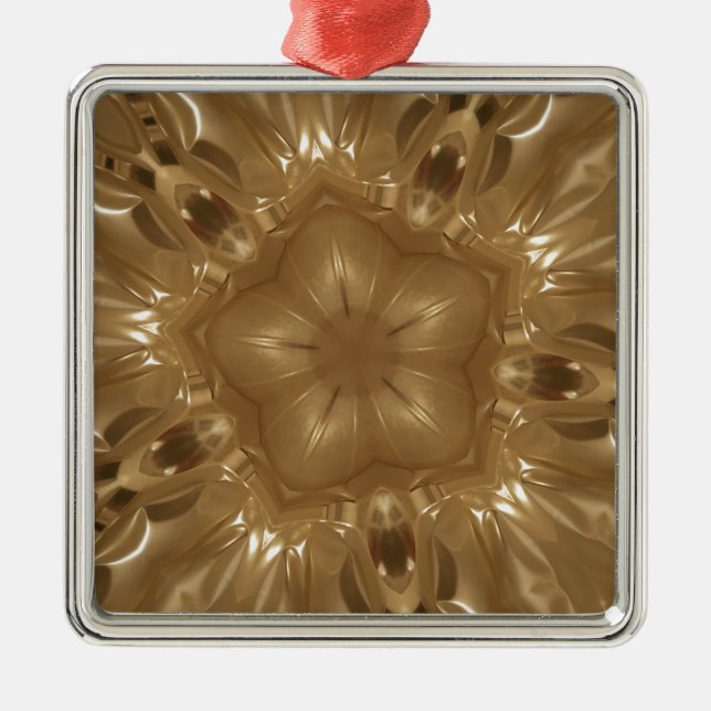 Ornement Métallique Elégant Gold Brown Kaleidoscope Star Design (Devant)