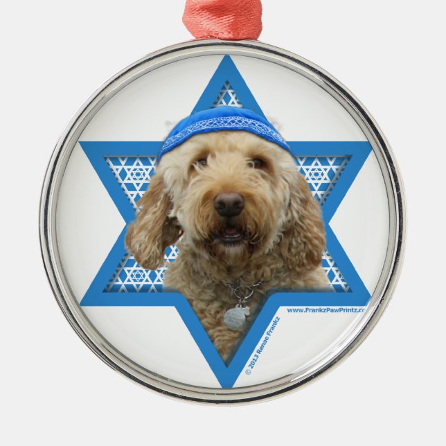 Ornement Métallique Étoile de David de Hanoukka - GoldenDoodle (Devant)