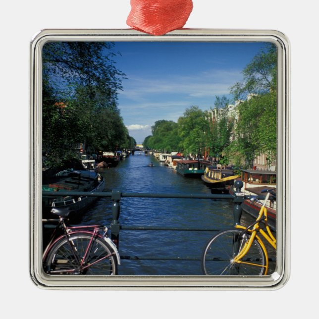 Ornement Métallique Europe, Hollande, Amsterdam, vélo jaune et (Devant)