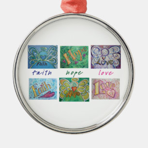 Ornement Métallique Faith Hope Love Angel Art Collage Ornament Pendent