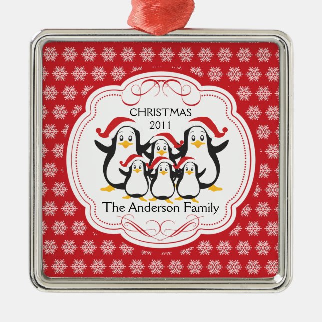 Ornement Métallique Famille mignonne de pingouins d'ornement de Noël 6 (Devant)