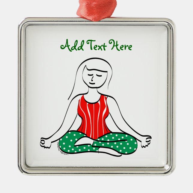 Ornement Métallique Femme de yoga assis après Noël (Devant)