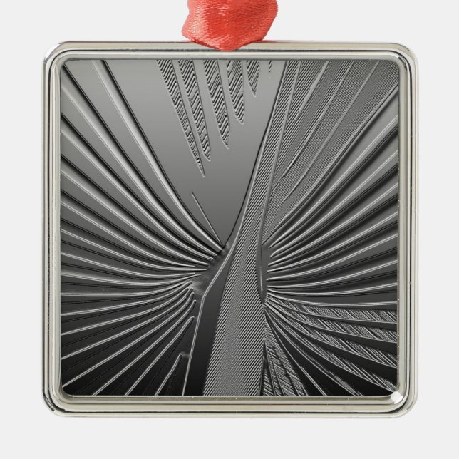 Ornement Métallique Feuille de palme chromé Art déco (Devant)