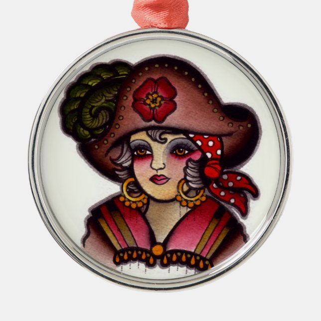 Ornement Métallique Fille de pirate (Devant)