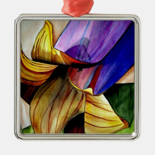 Ornement Métallique Fleur de Fritillaire peinture originale aquarelle