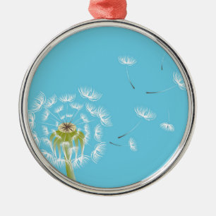 Ornement Métallique Fleur de pissenlit bleu ciel nature