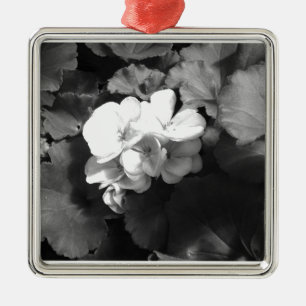 Ornement Métallique Fleur en noir et blanc