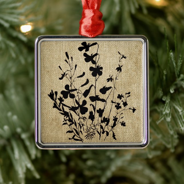 Ornement Métallique Fleur sauvage Silhouette Burlap (Arbre)